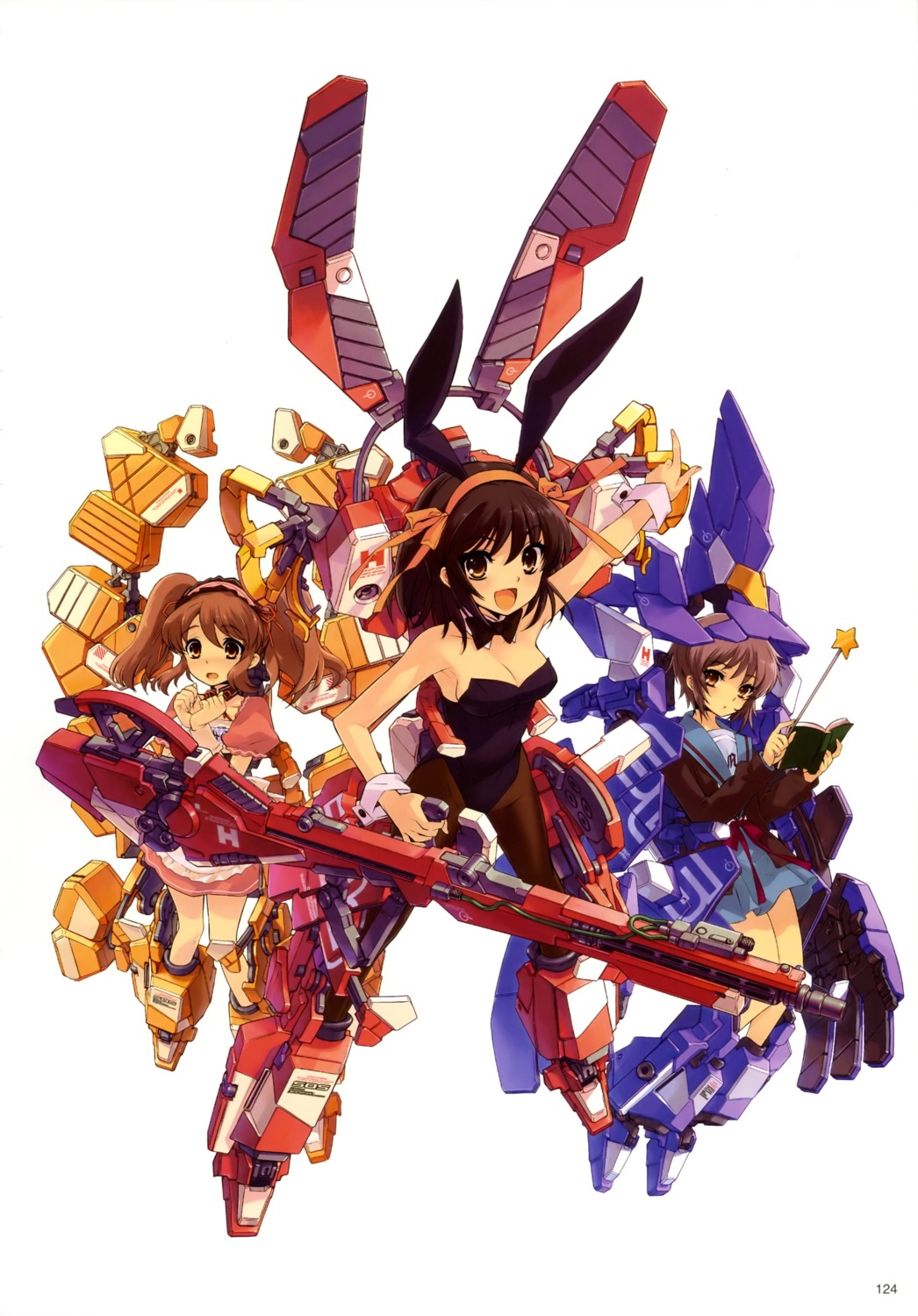 animal_ears asahina_mikuru bunny_ears bunny_girl ito_noizi mecha_musume nagato_yuki seifuku suzumiya_haruhi suzumiya_haruhi_no_yuuutsu waitress