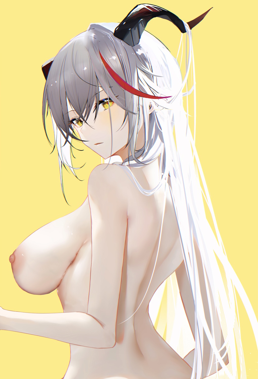 aegir_(azur_lane) azur_lane horns nipples omone_hokoma_agm topless