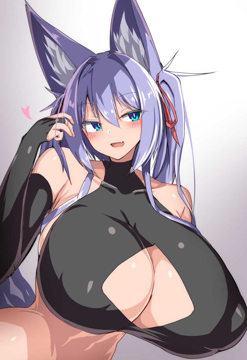 animal_ears erect_nipples indigo kitsune no_bra tail tylwing