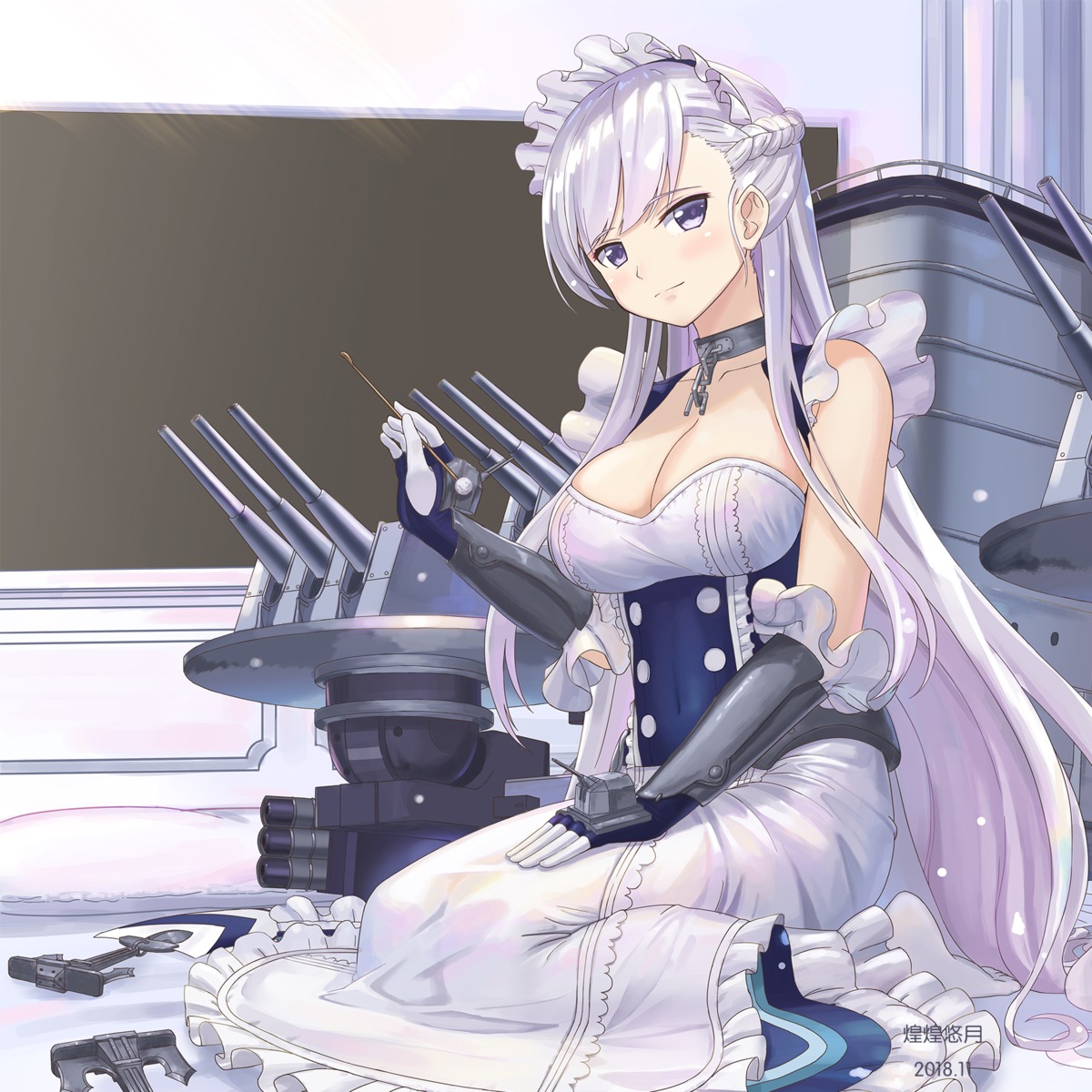 azur_lane belfast_(azur_lane) cleavage huanghyy maid