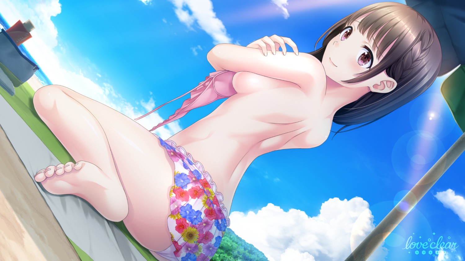 amano_himari ass bikini breast_hold feet giga love_clear swimsuits tagme topless wallpaper wardrobe_malfunction