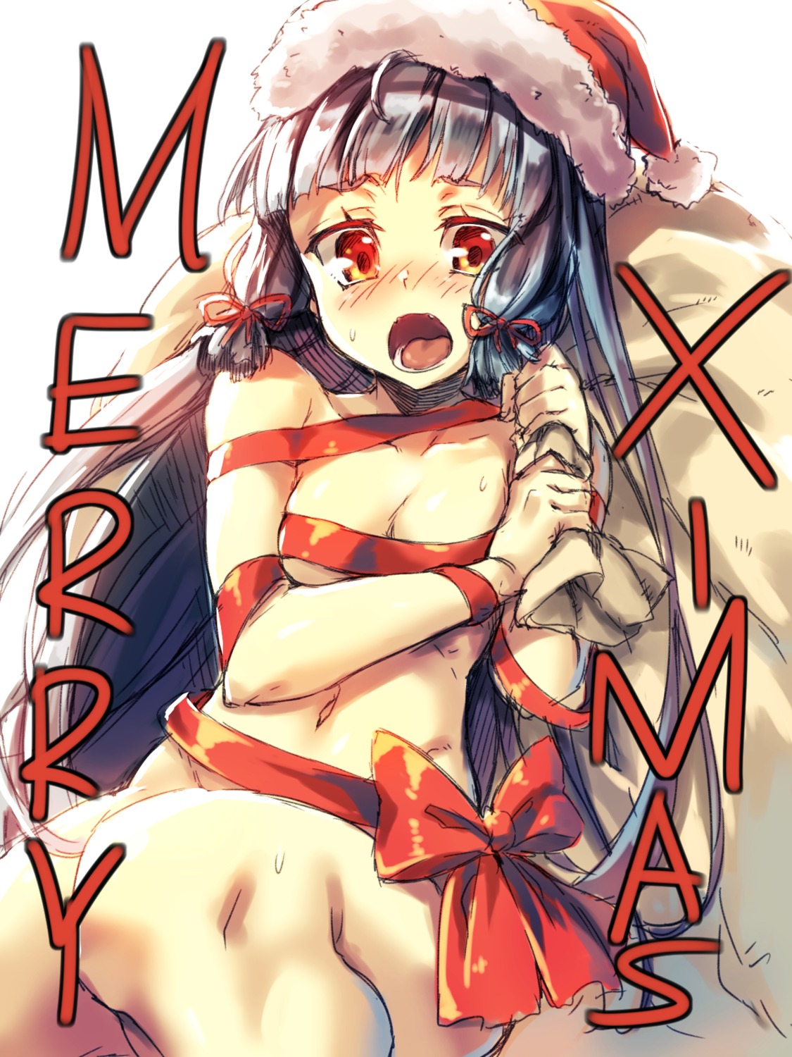 christmas kantai_collection murakumo_(kancolle) naked_ribbon redcomet