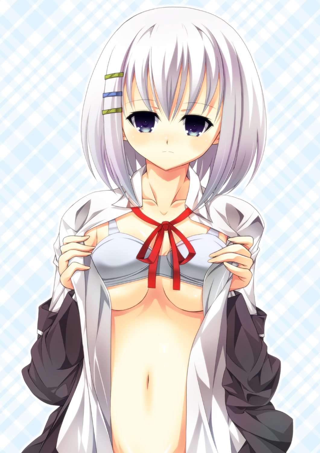 bra date_a_live ka2 open_shirt tobiichi_origami undressing