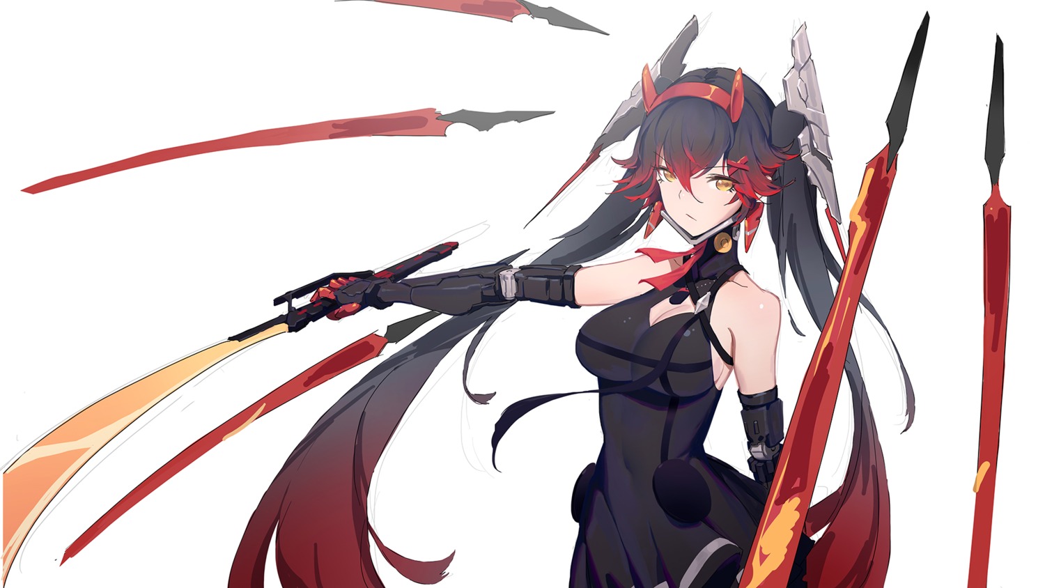 cleavage dress huang_(volt0526) lucia_(punishing:_gray_raven) mecha_musume no_bra punishing:_gray_raven sword wallpaper
