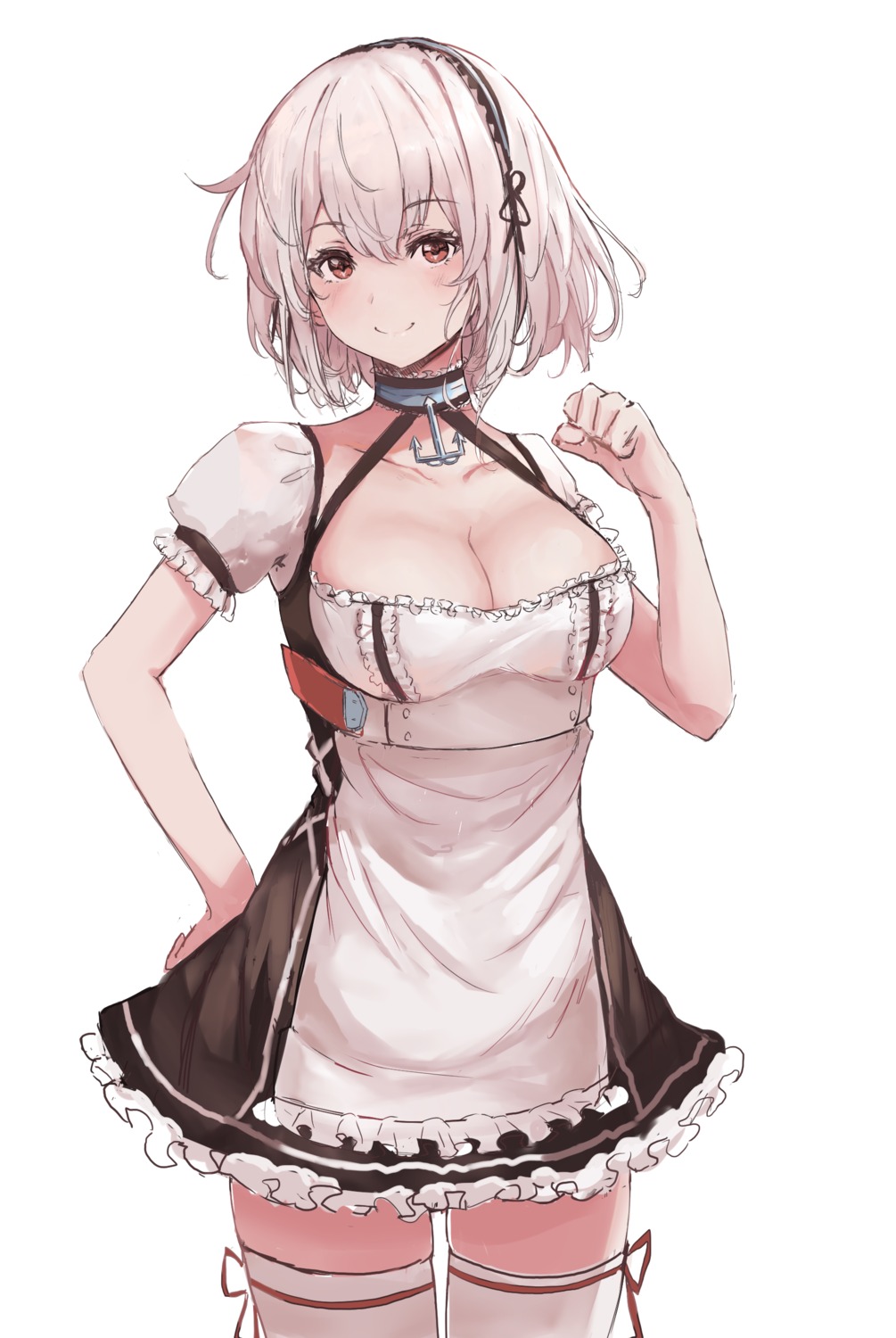 azur_lane cleavage liaowen maid sirius_(azur_lane) thighhighs