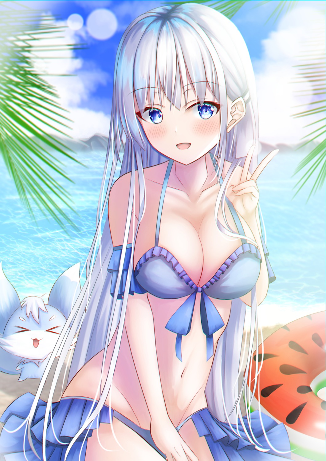 bikini cleavage mao_sirahama naruse_shiroha summer_pockets summer_pockets_reflection_blue swimsuits