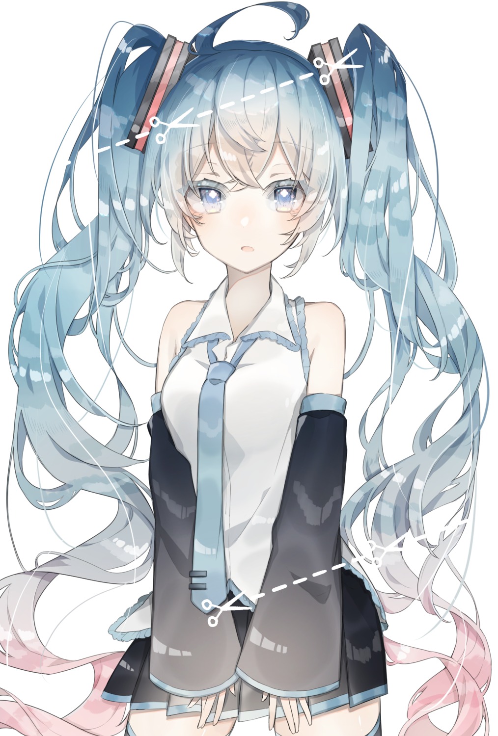 hatsune_miku seifuku siho_(marumaru) thighhighs vocaloid