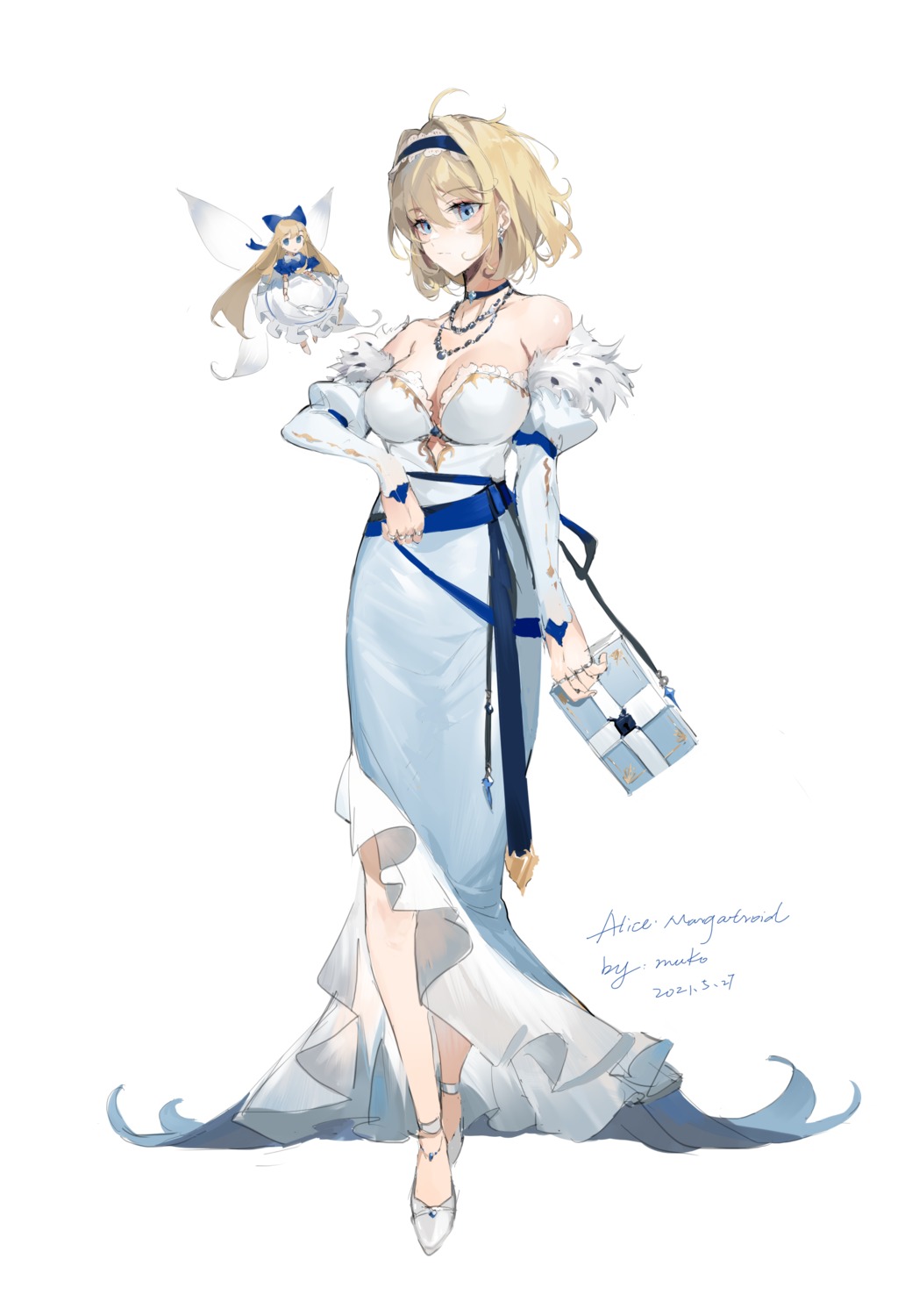 alice_margatroid cleavage dress fairy meng_ziya no_bra touhou wings