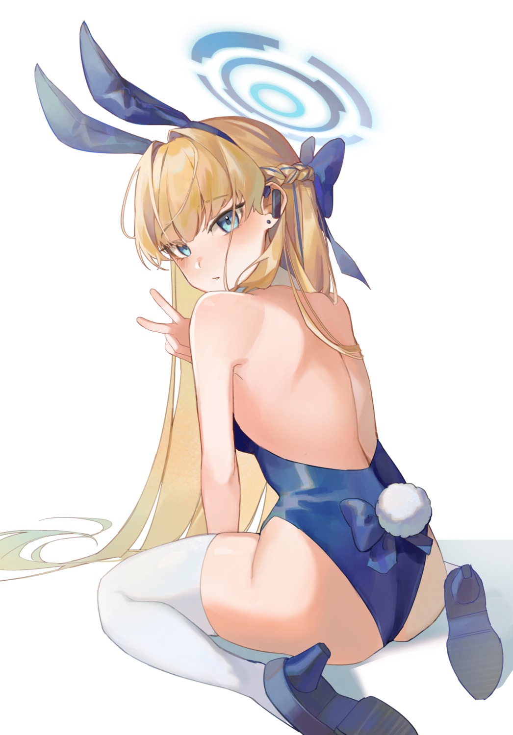 animal_ears ass asuma_toki blue_archive bunny_ears bunny_girl halo heels julia8857 no_bra tail thighhighs