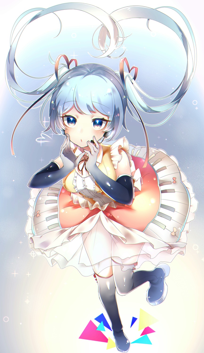 hatsune_miku headphones reirou_(chokoonnpu) see_through skirt_lift thighhighs vocaloid