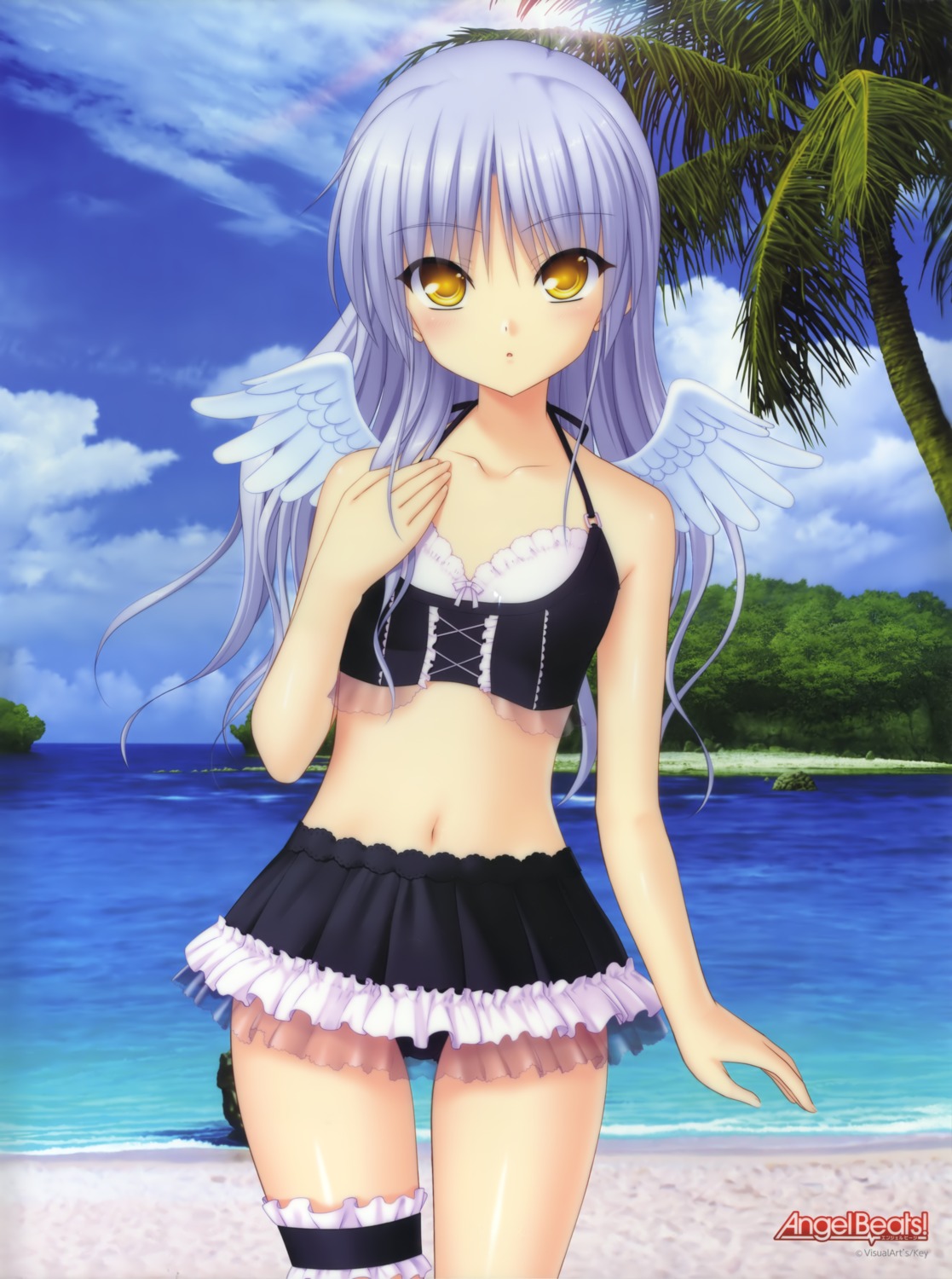 angel_beats! bikini garter key na-ga see_through swimsuits tachibana_kanade wings