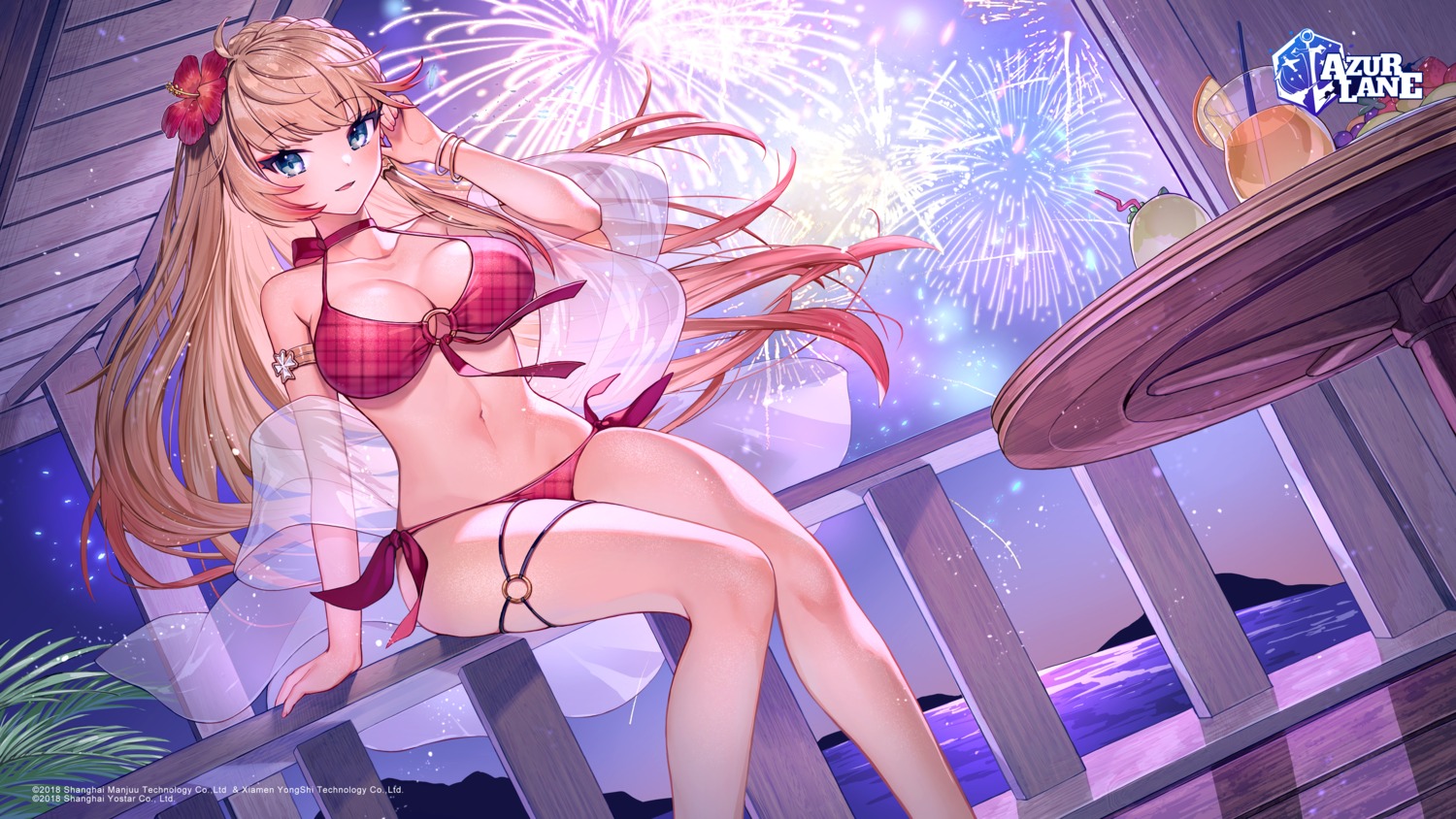 azur_lane bikini garter howe_(azur_lane) see_through swimsuits tsunakawa