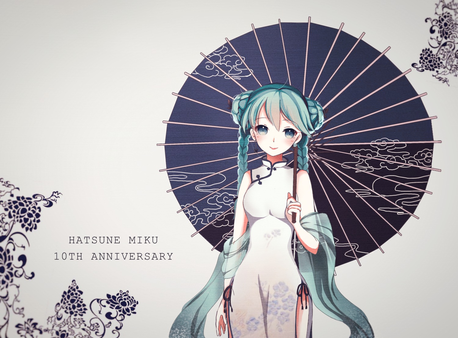 chinadress hatsune_miku lois_(loisk8) umbrella vocaloid