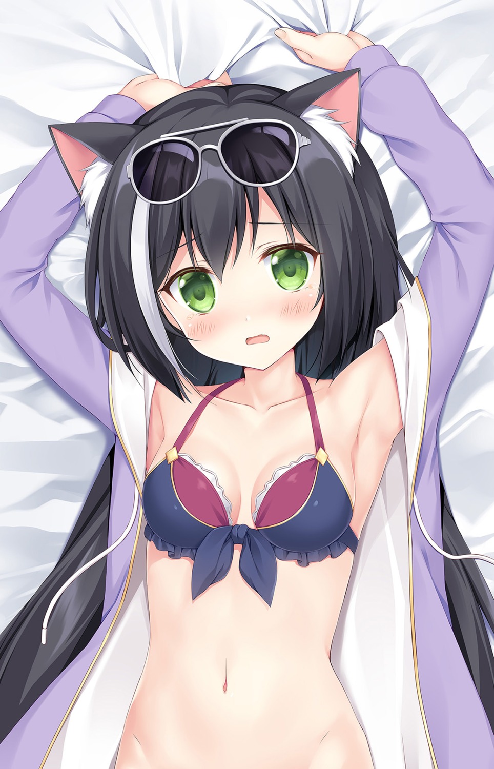 animal_ears bikini_top cleavage karyl_(princess_connect) korie_riko megane nekomimi open_shirt princess_connect princess_connect!_re:dive swimsuits