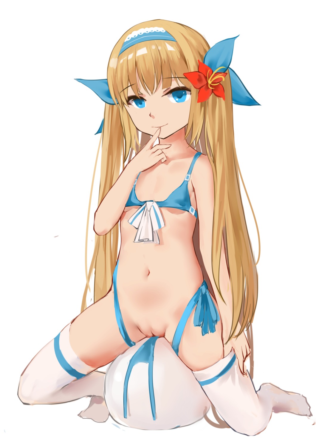 bikini loli panty_pull pussy qianqiu_wanxia swimsuits thighhighs uncensored underboob