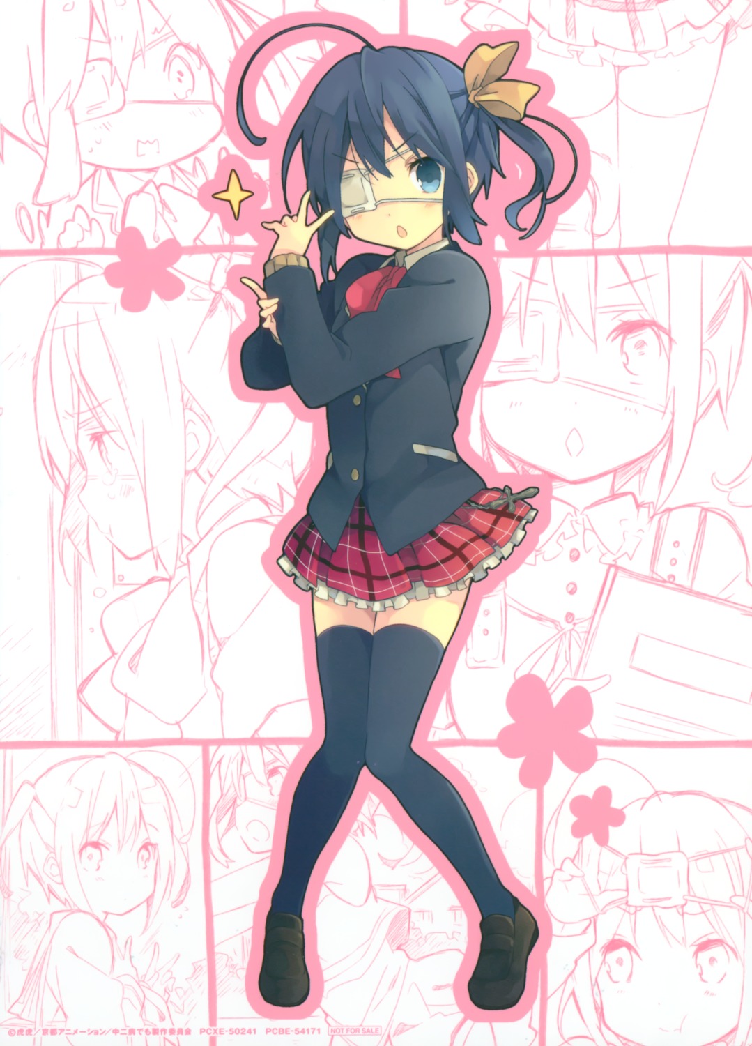 chuunibyou_demo_koi_ga_shitai! eyepatch ousaka_nozomi seifuku takanashi_rikka thighhighs