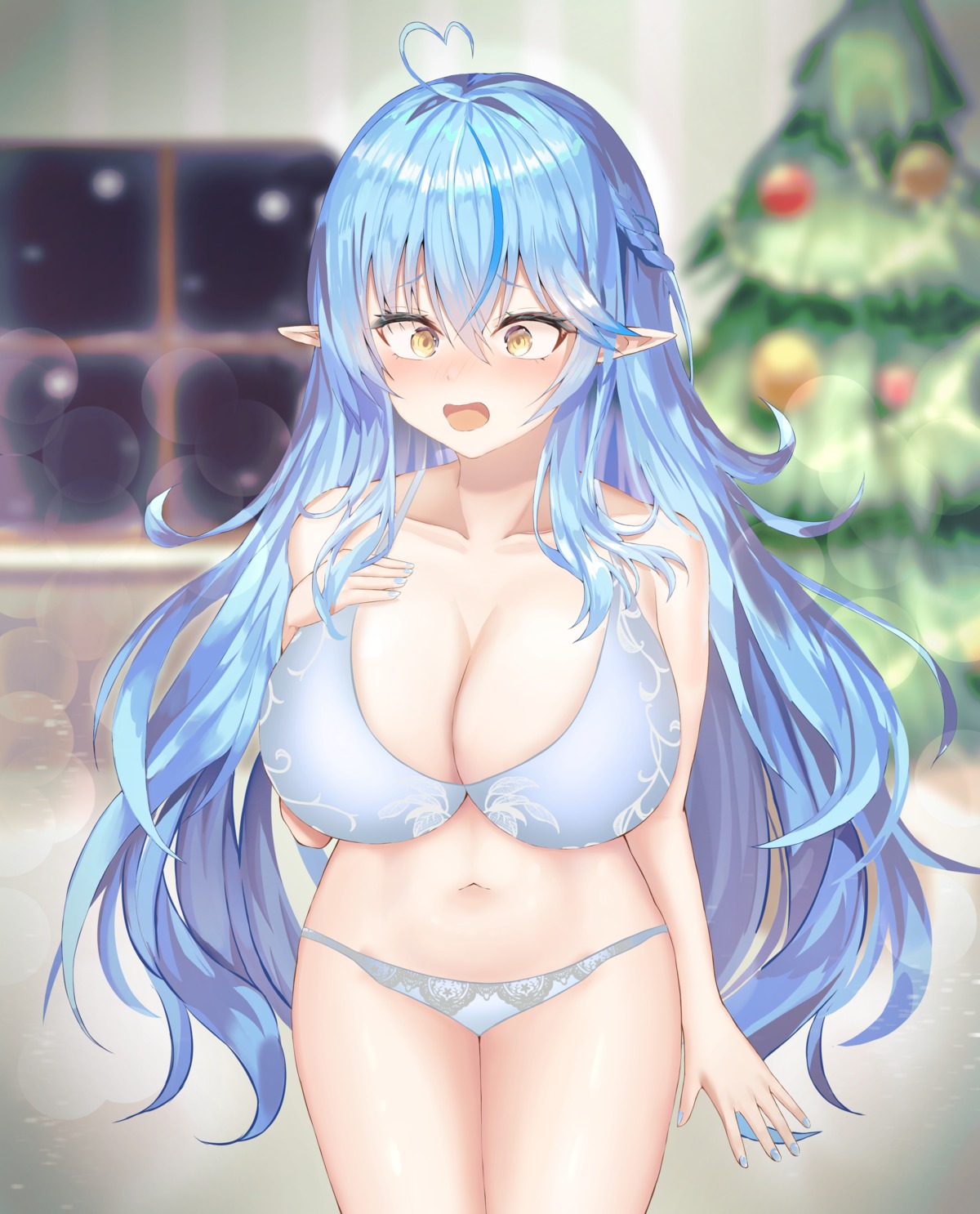 bra christmas elf hololive pantsu pointy_ears tagme yukihana_lamy