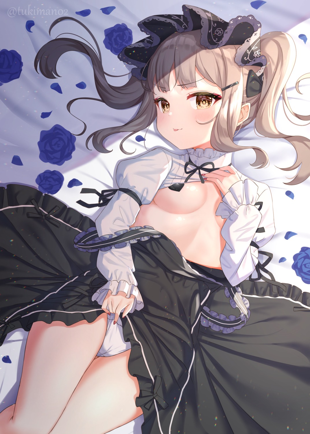 cameltoe dress gothic_lolita loli lolita_fashion no_bra pantsu pasties shirt_lift skirt_lift tsuki_usagi