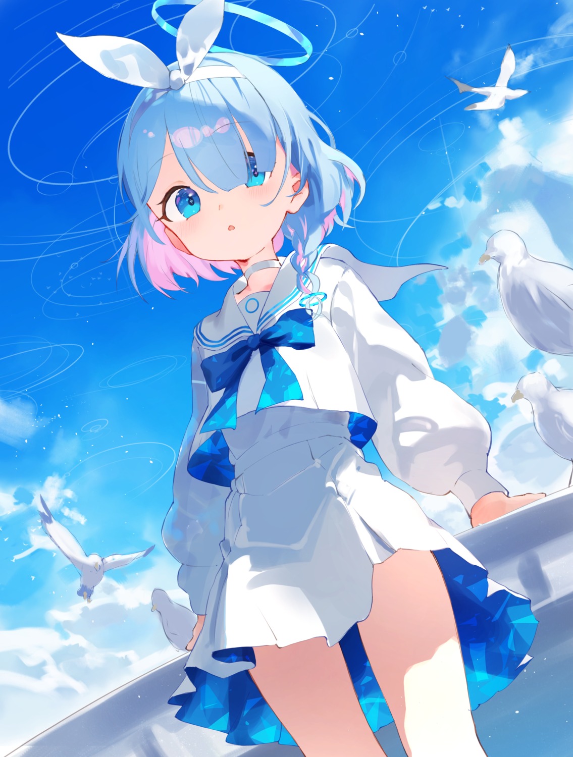 arona_(blue_archive) blue_archive halo koika seifuku skirt_lift