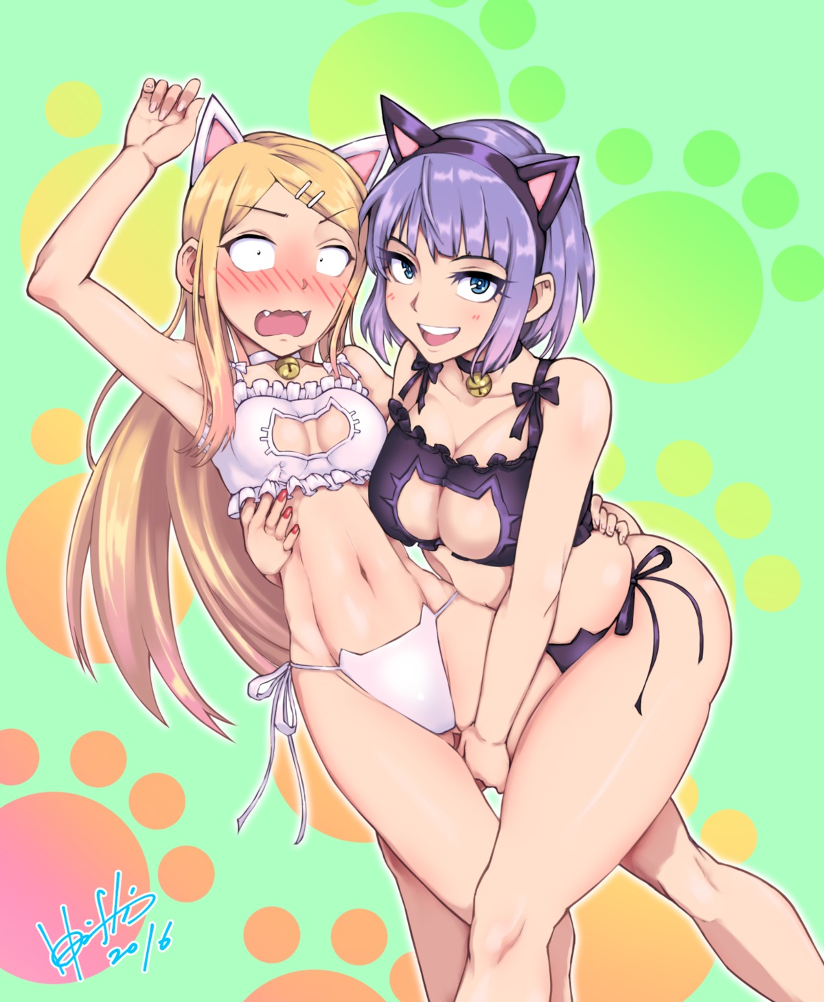 animal_ears cleavage dagashi_kashi endou_saya_(dagashi_kashi) hori_shin lingerie nekomimi pantsu shidare_hotaru string_panties