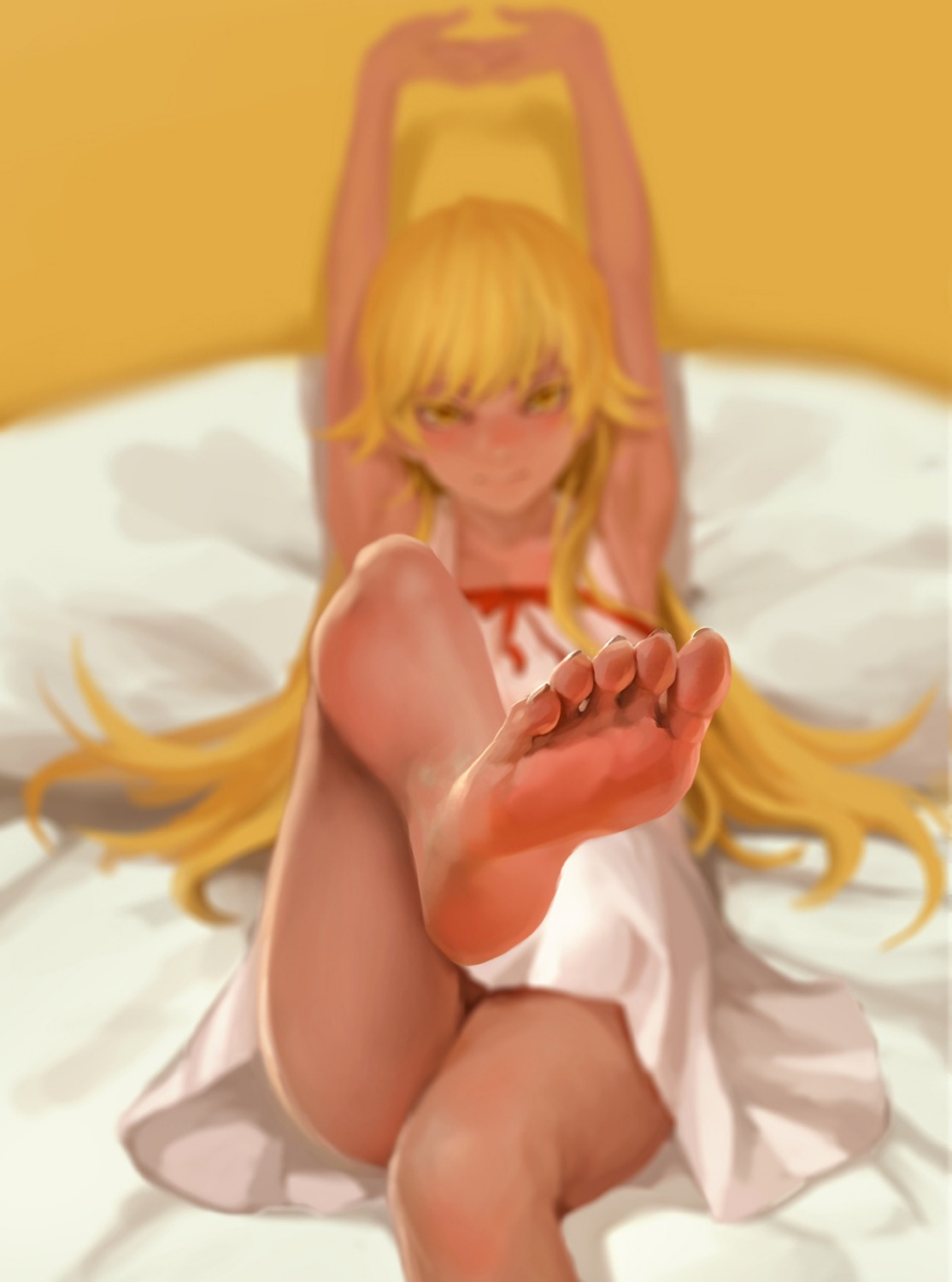 bakemonogatari dress feet g_scream monogatari_(series) nopan oshino_shinobu summer_dress