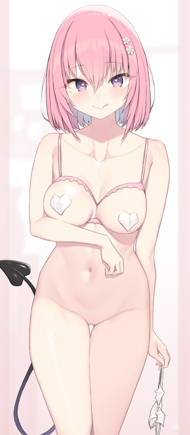 bottomless bra breast_hold breasts cloba lingerie momo_velia_deviluke pasties tail thong to_love_ru to_love_ru_darkness