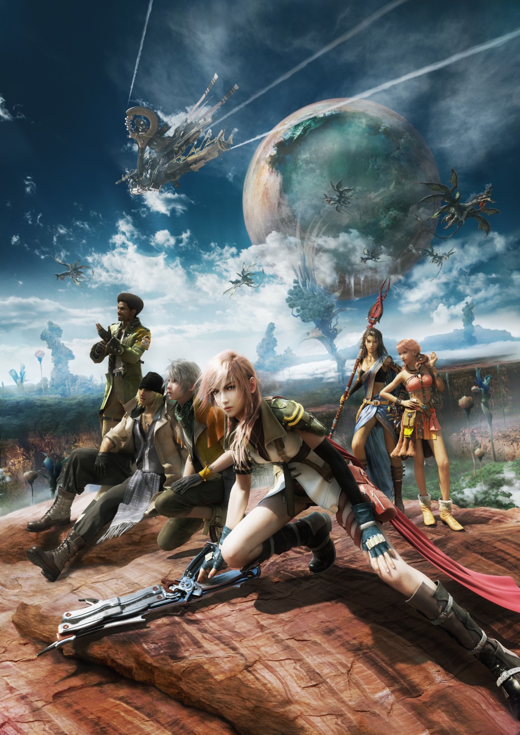 cg final_fantasy final_fantasy_xiii hope_estheim lightning monster oerba_dia_vanille oerba_yun_fang sazh_katzroy snow_villiers square_enix weapon