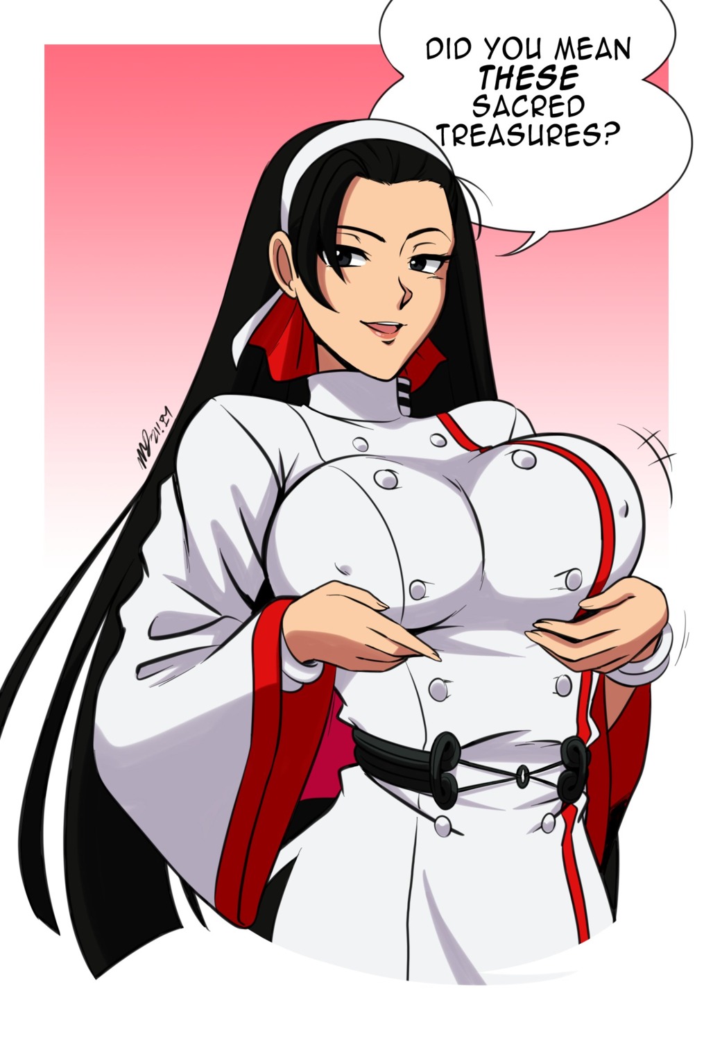 breast_hold chizuru_kagura erect_nipples king_of_fighters mergeritter