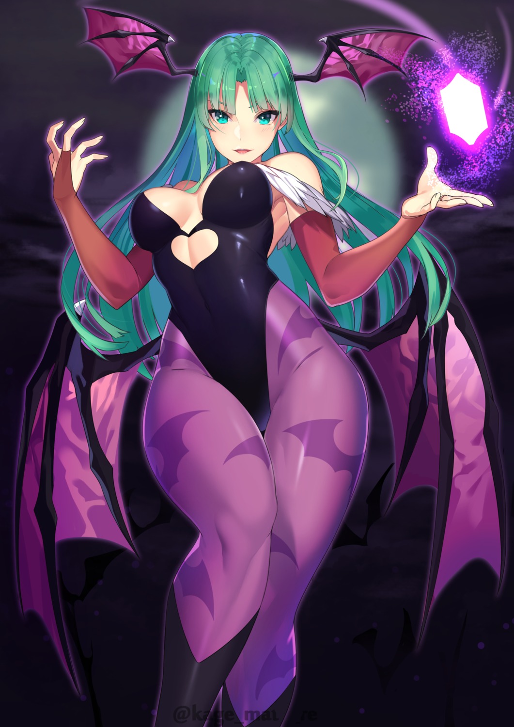 cleavage dark_stalkers kagematsuri leotard morrigan_aensland no_bra pantyhose wings