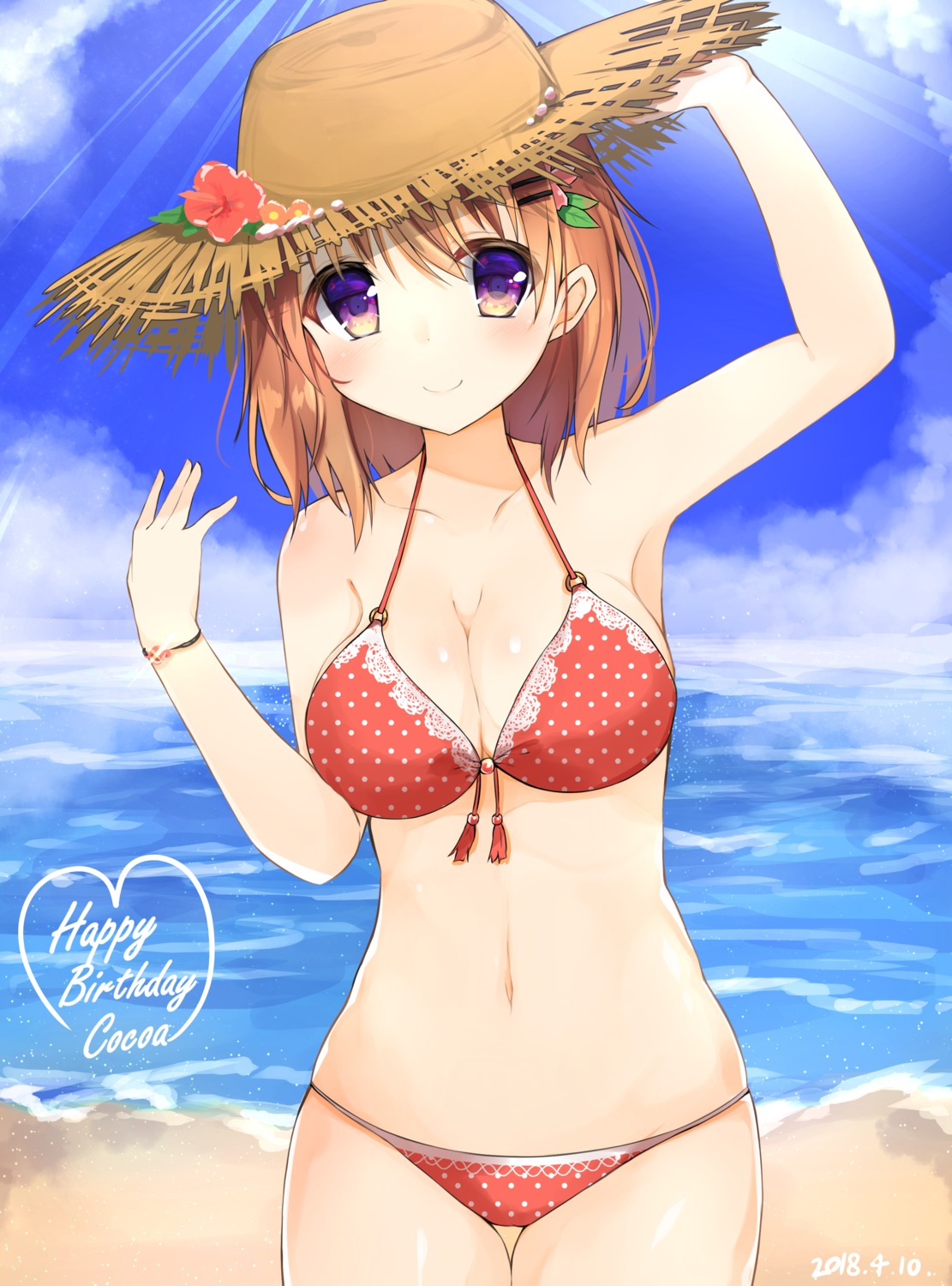 bikini cleavage gochuumon_wa_usagi_desu_ka? hoto_cocoa maru_usagi_(maruusagi22) swimsuits