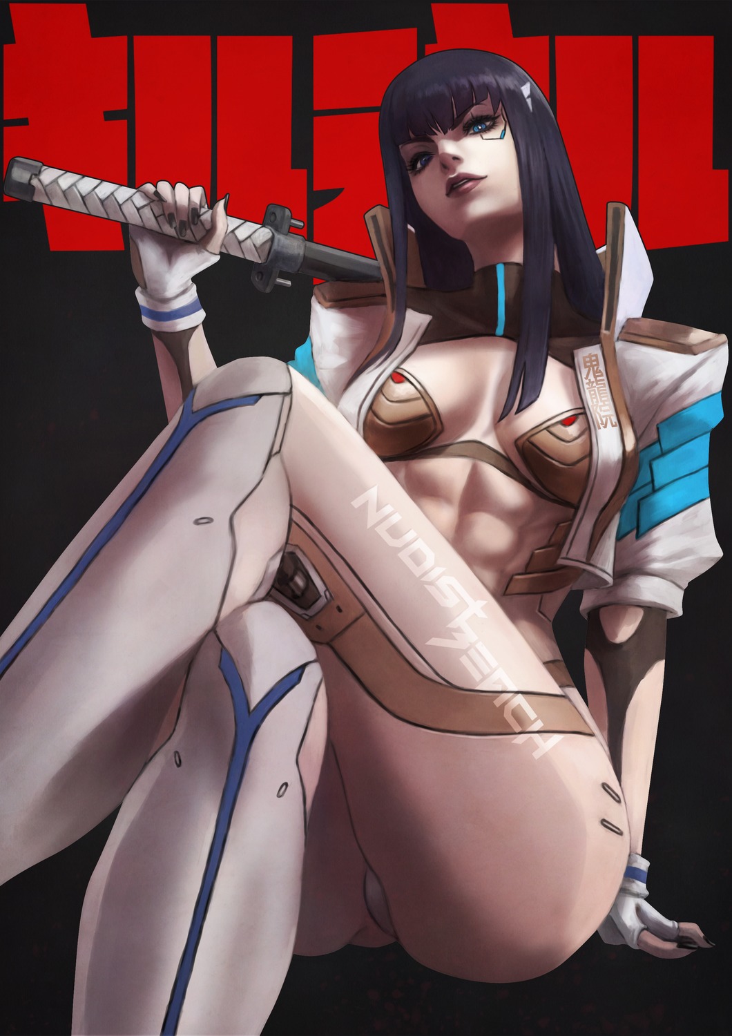 bikini_armor kill_la_kill kiryuuin_satsuki mecha_musume monori_rogue open_shirt sword thighhighs thong