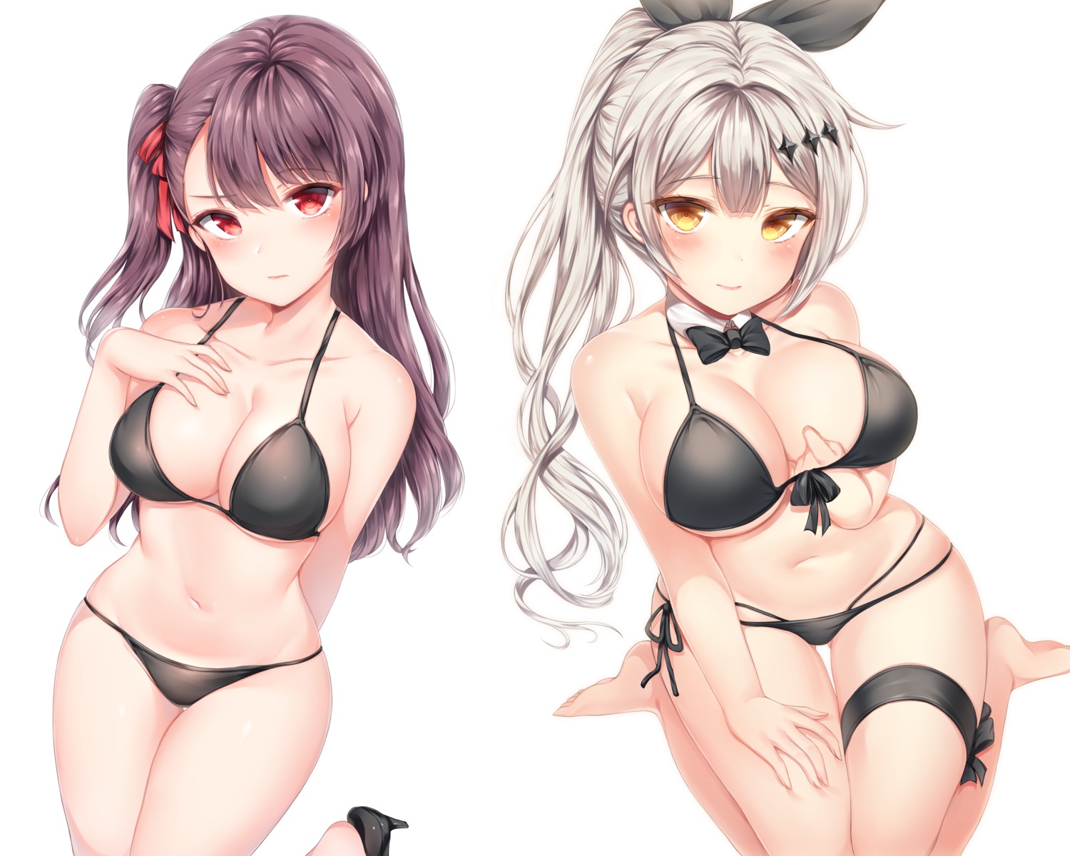 bikini cleavage five-seven garter girls_frontline heels swimsuits underboob wa2000_(girls_frontline) zerocat