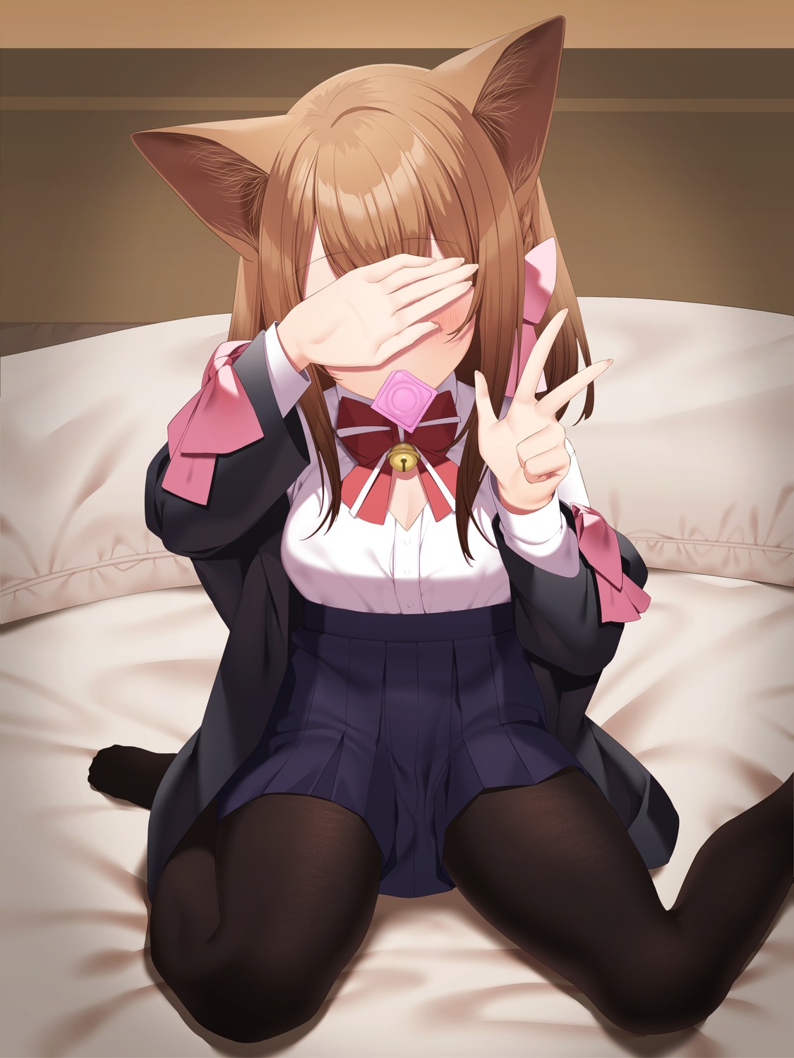 animal_ears haiba nekomimi nekosoma_rion pantyhose seifuku