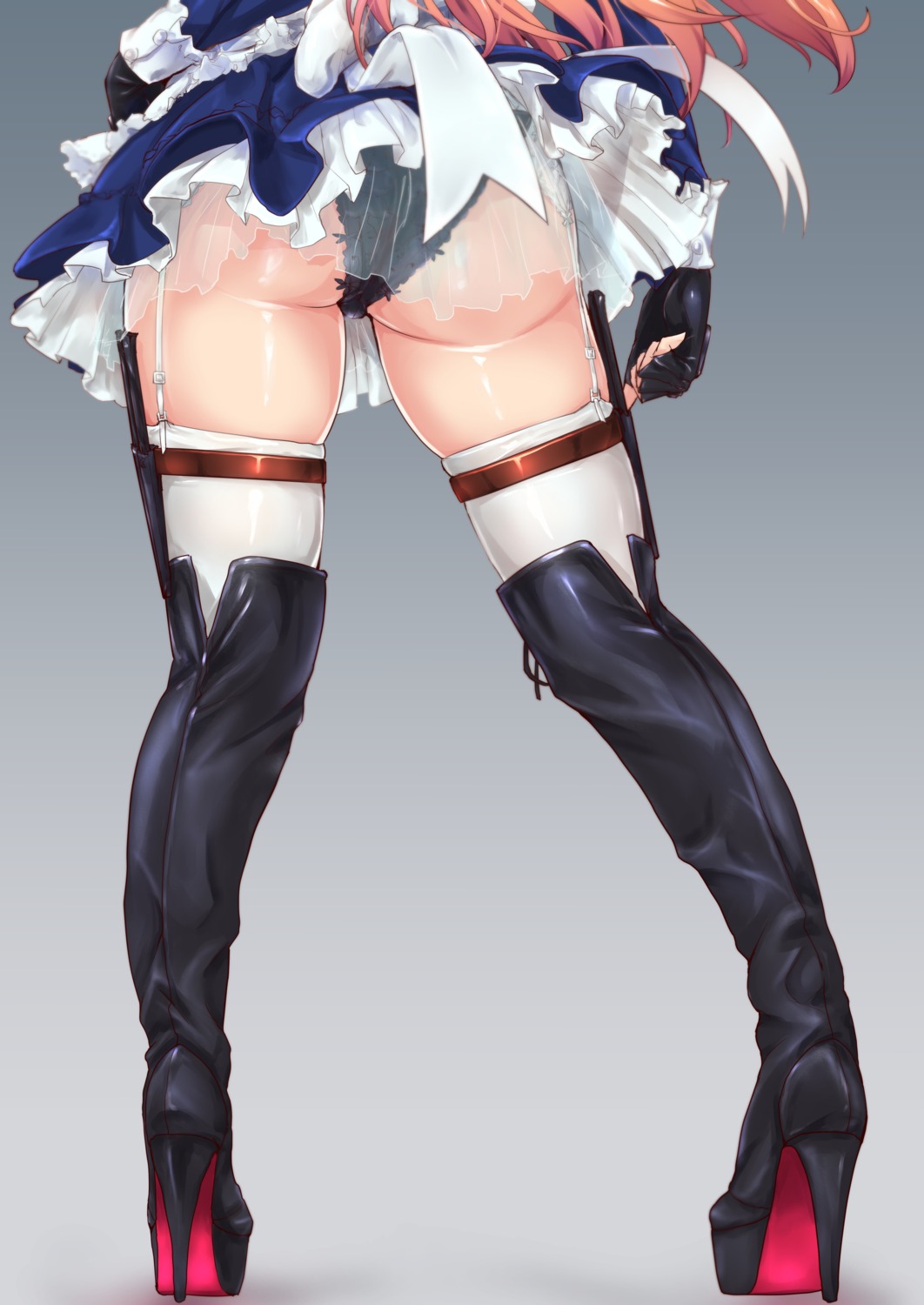 ass garter heels maid pantsu see_through stockings thighhighs tori_(puru0083) weapon