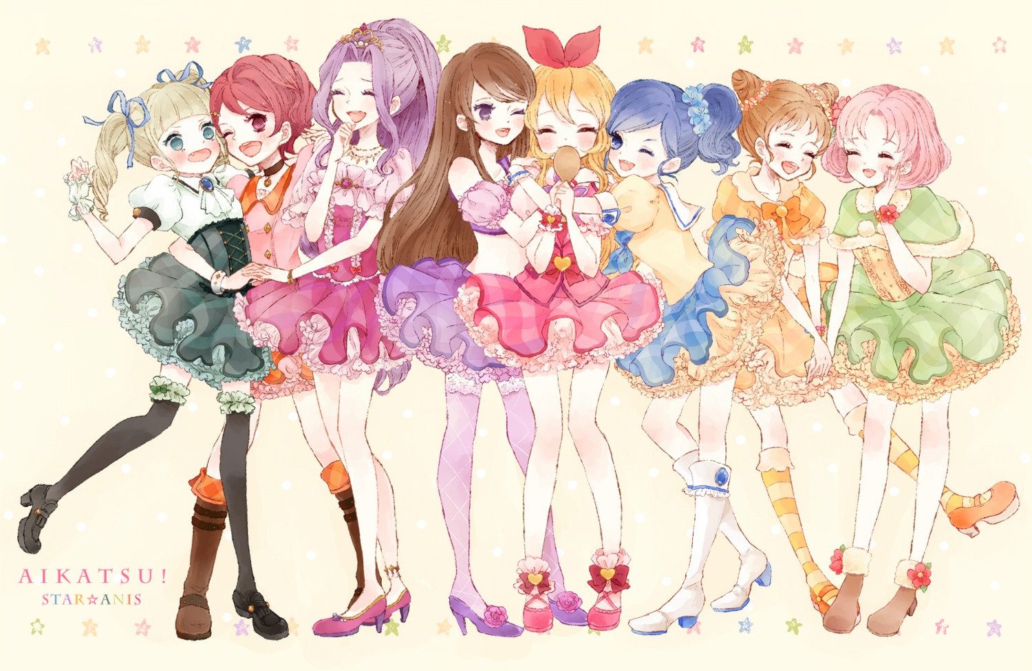 aikatsu! arisugawa_otome hoshimiya_ichigo ichiko_(vein) ichinose_kaede kanzaki_mizuki kiriya_aoi kitaouji_sakura shibuki_ran thighhighs toudou_yurika