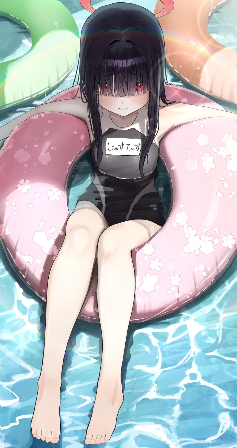 blue_archive halo hidulume justice_realization_committee_member swimsuits wet