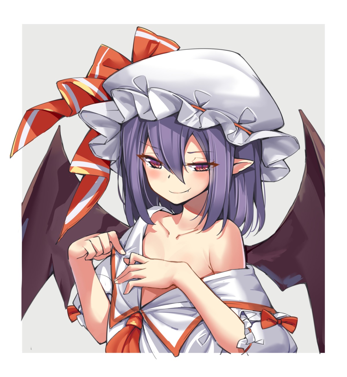 no_bra ootsuki_momiji open_shirt pointy_ears remilia_scarlet touhou wings