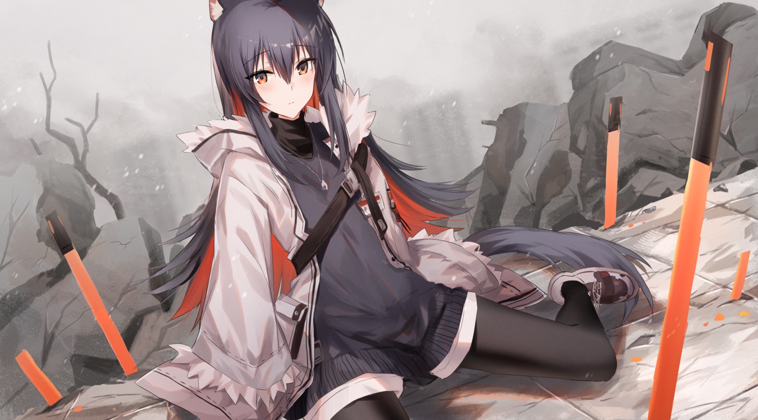 animal_ears arknights kinona pantyhose sword tail texas_(arknights)