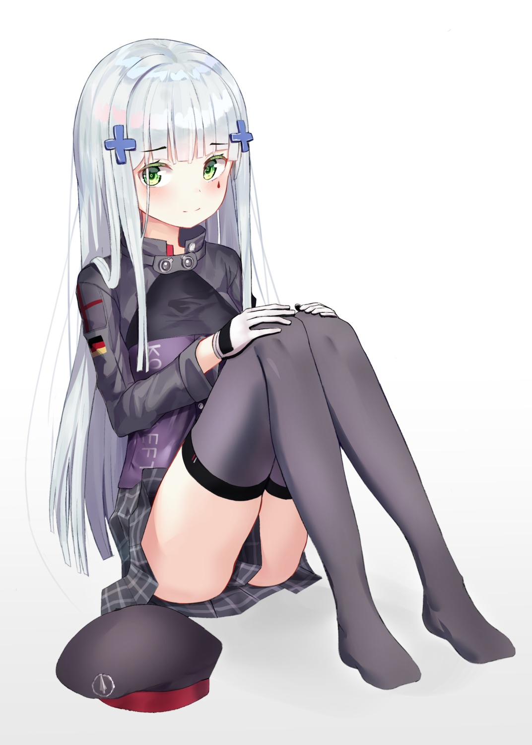 feet girls_frontline hk416_(girls_frontline) hwanhee skirt_lift thighhighs