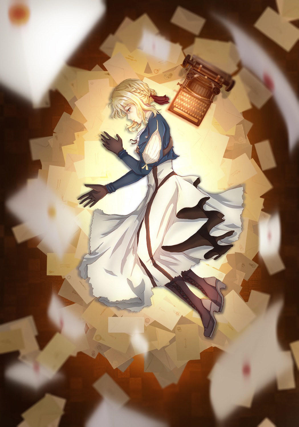 dress heels skirt_lift violet_evergarden violet_evergarden_(character) ying_zhi_xiao_chao