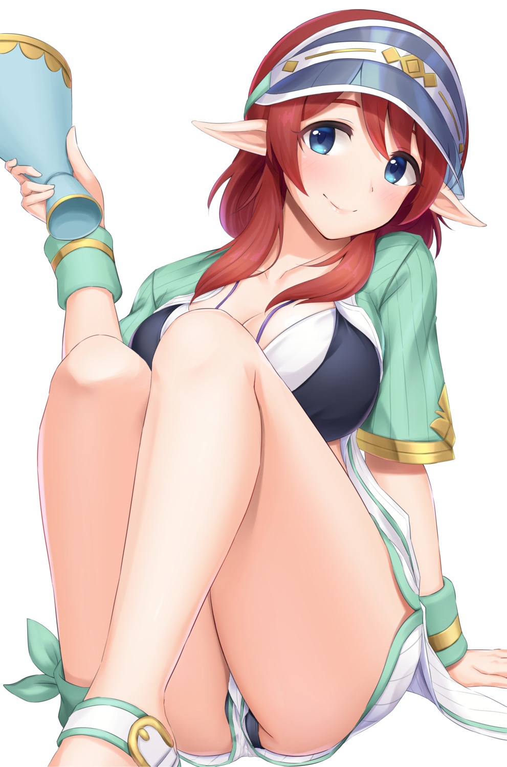 aikawa_misato bikini cleavage elf open_shirt pantsu pointy_ears princess_connect princess_connect!_re:dive swimsuits tonelico1213 uniform