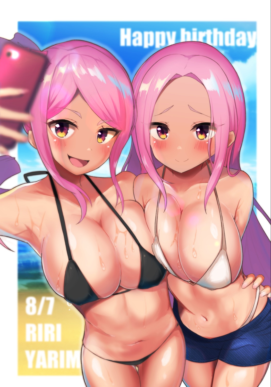 bikini nanase_main selfie swimsuits wet yuri