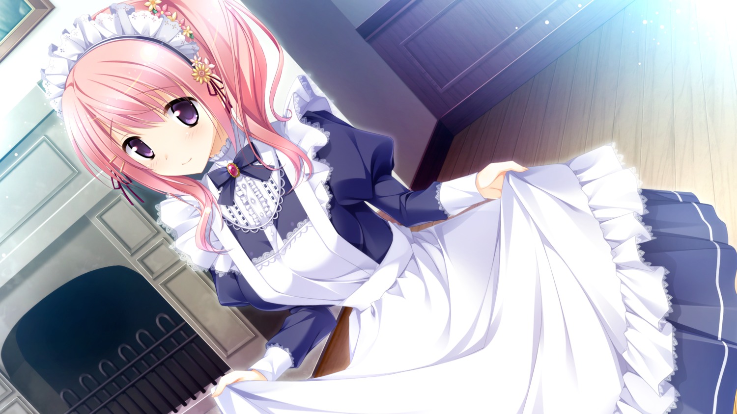 ensemble_(company) game_cg kimishima_ao komine_manami maid sakura_mau_otome_no_rondo skirt_lift