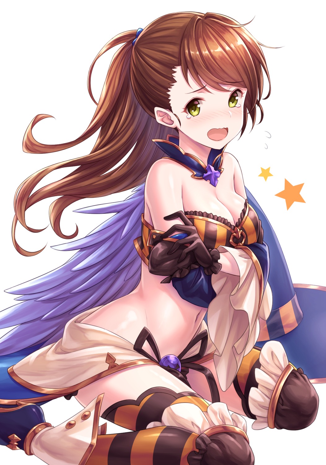 beatrix_(granblue_fantasy) breast_hold cleavage granblue_fantasy heels nopan thighhighs tomo_(tmtm_mf_mf)