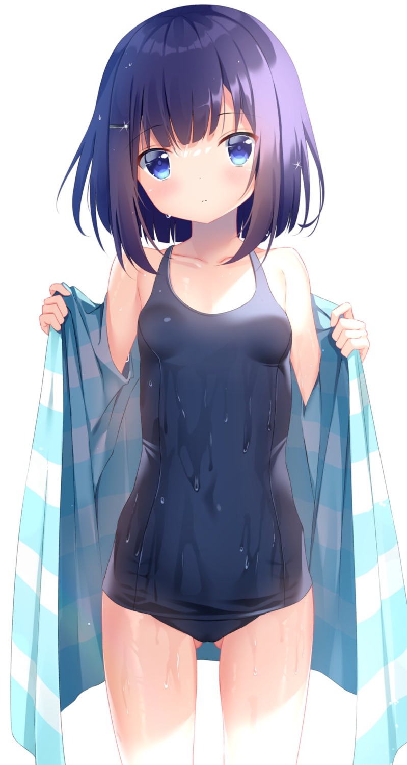 fuiba_fuyu gochuumon_wa_usagi_desu_ka? loli pizzzica school_swimsuit swimsuits undressing wet