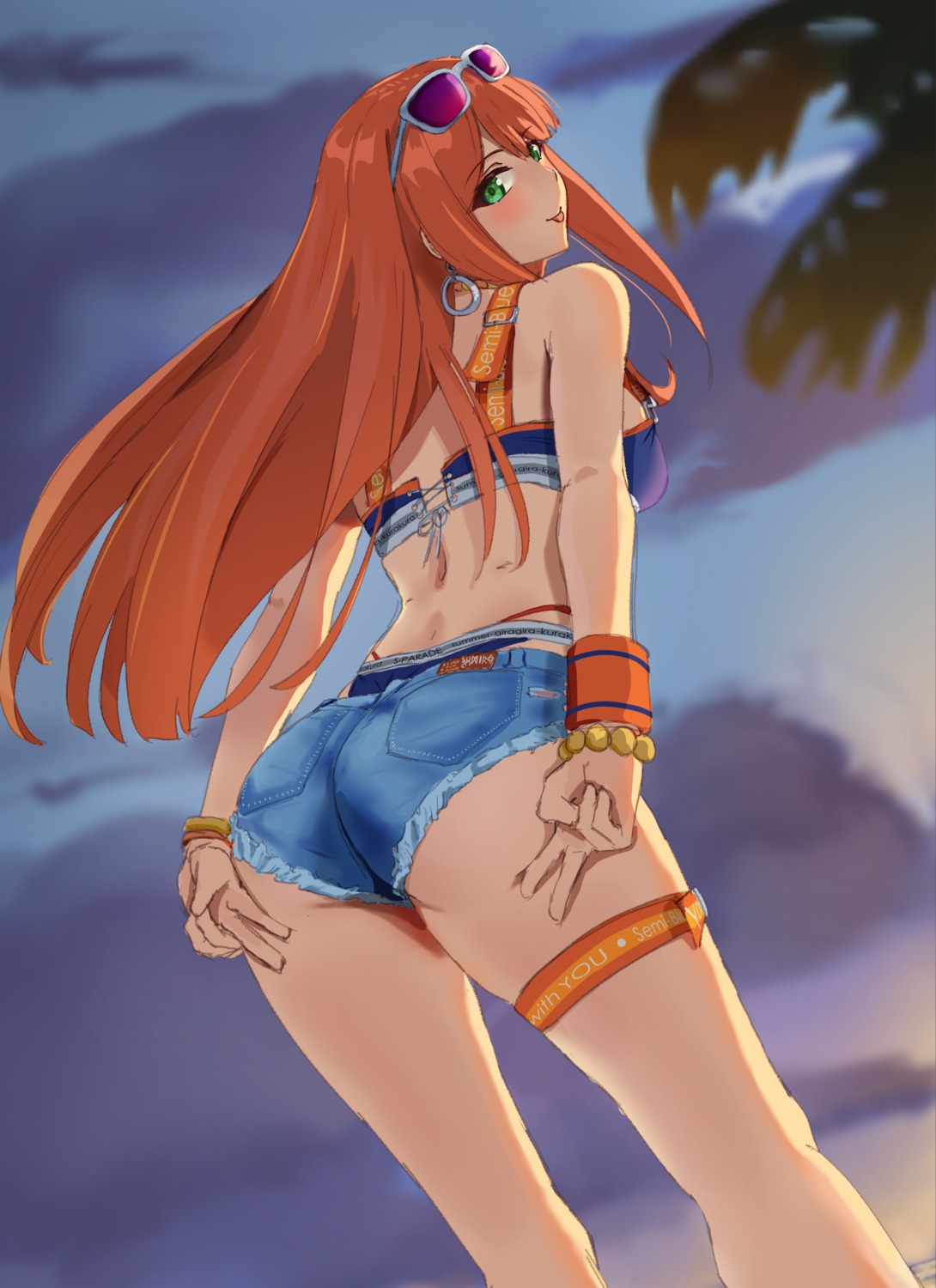 asman ass bikini gakuen_idolm@ster garter megane shiun_sumika swimsuits the_idolm@ster