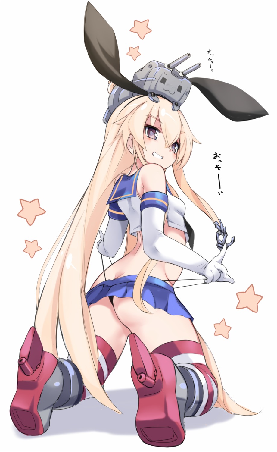 ass heels kantai_collection karukan loli pantsu panty_pull rensouhou-chan seifuku shimakaze_(kancolle) thighhighs thong