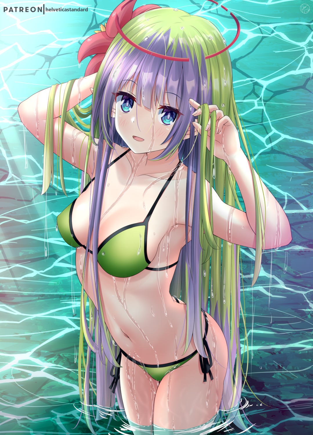 ames_(princess_connect) angel bikini erect_nipples helvetica_5tandard pointy_ears princess_connect princess_connect!_re:dive swimsuits wet