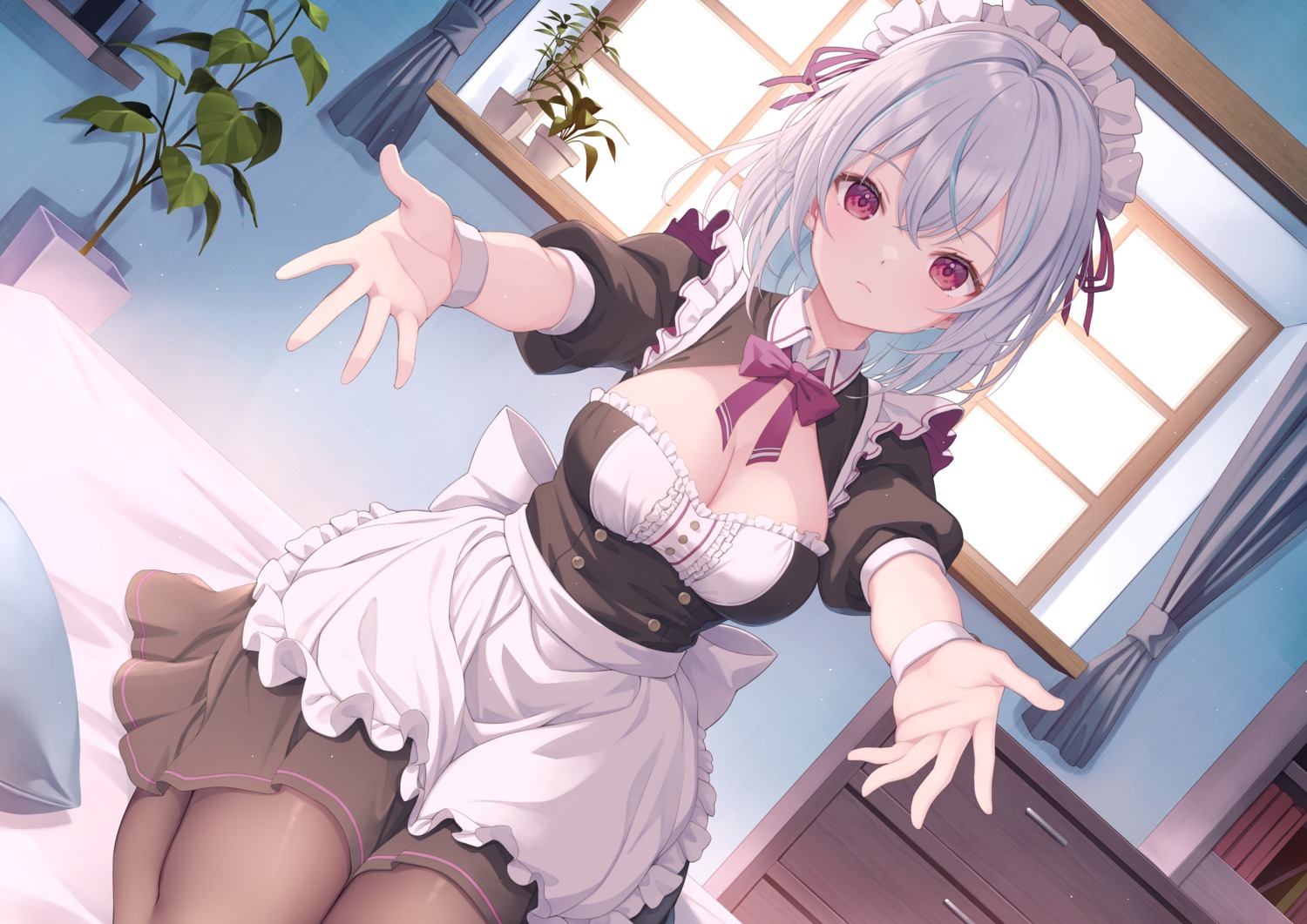 maid no_bra pantyhose yoshino_ryou