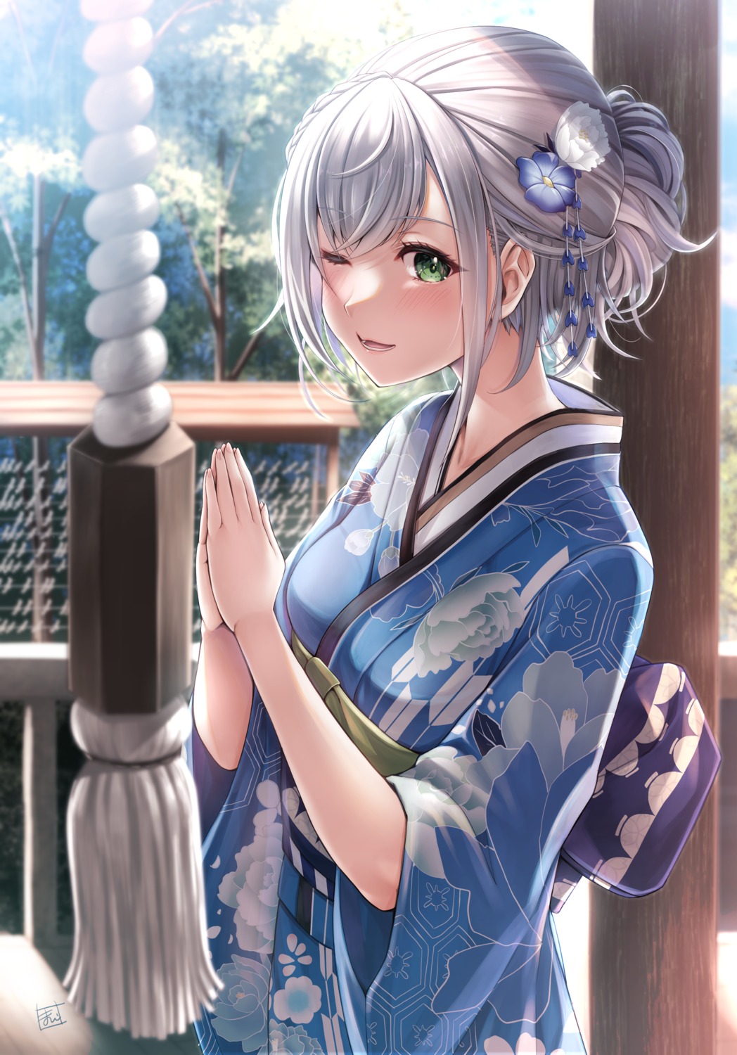 hololive kamishiro_mai_(capti-no) kimono shirogane_noel